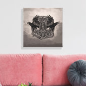 Mjolnir Der Hammer von Thor und Raben Leinwanddruck (Insitu (Wohnzimmer))