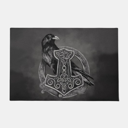 Mjolnir - der Hammer von Thor und von Raben Fußmatte (Vorderseite)