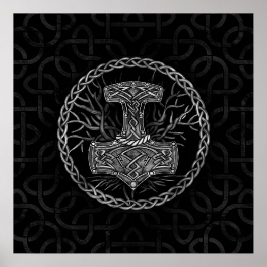 Mjolnir - The hammer of Thor and Tree of life Poster (Vorne)