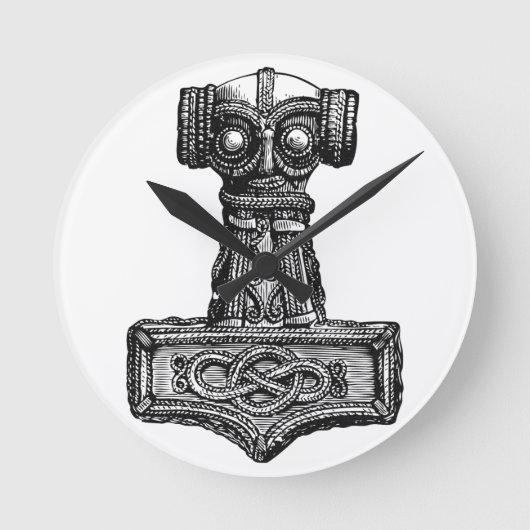 Mjolnir: Thor’s Hammer Runde Wanduhr (Vorderseite)