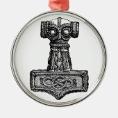 Mjolnir: Thor's Hammer Silbernes Ornament (Vorne)