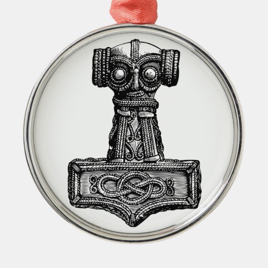 Mjolnir: Thor's Hammer Silbernes Ornament (Vorne)