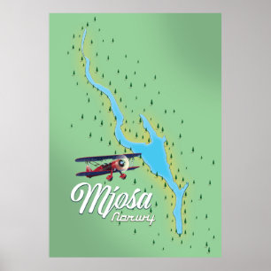 Mjøsa Norwegische Seekarte Poster