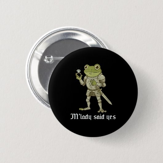 M'lady Said Yes Funny Frog Couple Matching  Button (Vorne & Hinten)