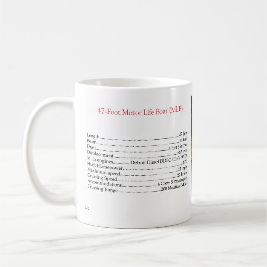 MLB 47 Fuß Motor-Rettungsboot-Tasse Kaffeetasse (Links)