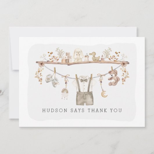 Mled Boho Baby Boy Kleidung Little Man Foto Dankeskarte (Vorderseite)