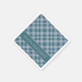 Mled Cyan Kariert Pattern Geburtstag Napkins Serviette (Ecke)