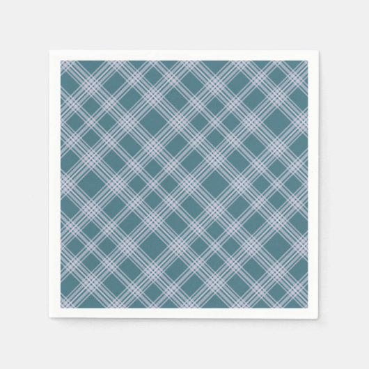 Mled Cyan Kariert Pattern Napkins Serviette (Vorderseite)