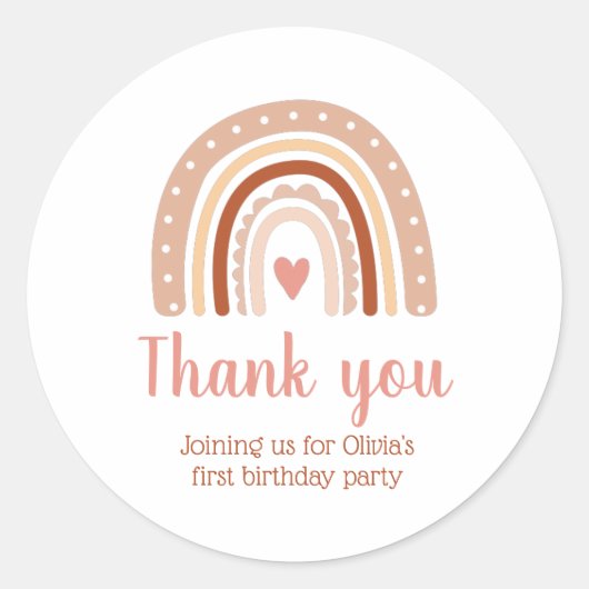 Mled Earthy Tone Boho Rainbow Vielen Dank Runder Aufkleber (Vorderseite)