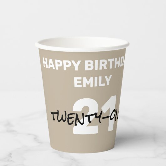 Mled Elegance Calm Stone Happy Birthday Pappbecher (Vorderseite)