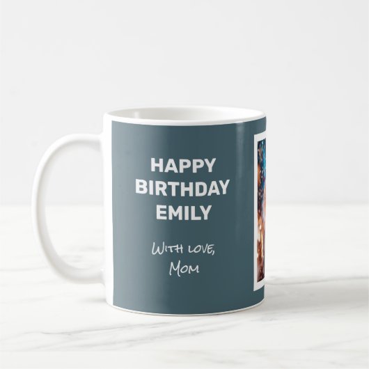 Mled Elegance Slate Blue Happy Birthday Card Tasse (Links)