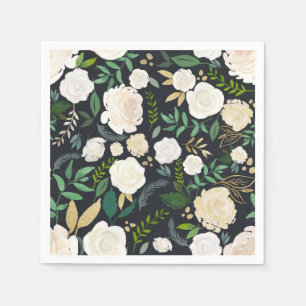 Mled Elvory Floral Pattern mit Grün Schwarz Serviette