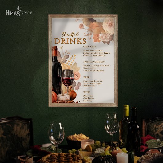 Mled Florals Erntedank Bar Menu Poster