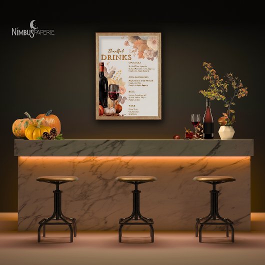 Mled Florals Erntedank Bar Menu Poster