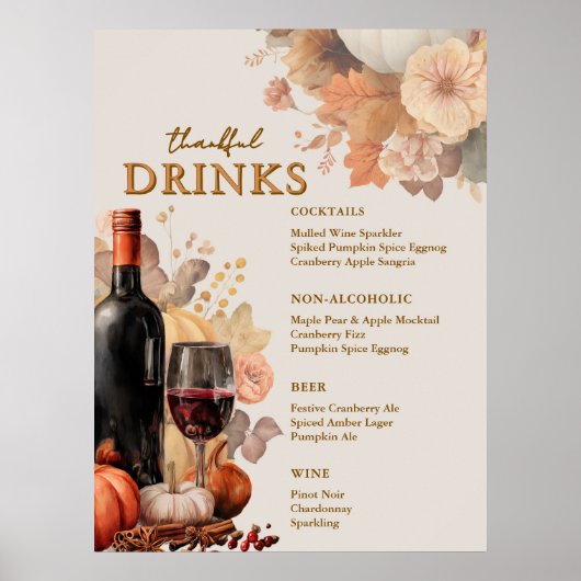 Mled Florals Erntedank Bar Menu Poster (Vorne)