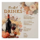 Mled Florals Erntedank Square Bar Menu Poster (Vorderseite)
