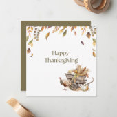 Mled Green Elegant Herbstlaubs Happy Thanksgiving Mitteilungskarte (Vorderseite/Rückseite Beispiel)