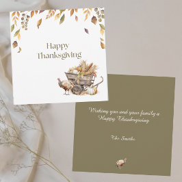 Mled Green Elegant Herbstlaubs Happy Thanksgiving Mitteilungskarte