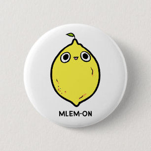 Mlem-on Funny Lemon Fruit Pun Button Button