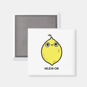 Mlem-on Funny Lemon Fruit Pun Magnet (Vorderseite/Rückseite)