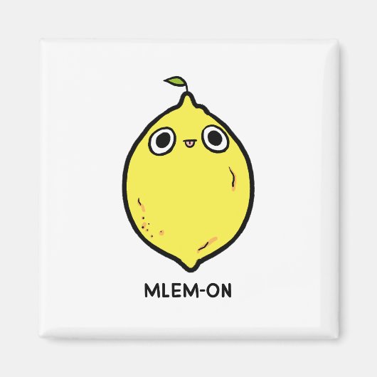 Mlem-on Funny Lemon Fruit Pun Magnet (Vorne)