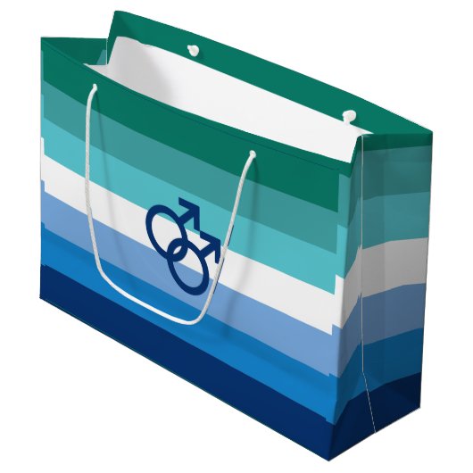 MLM Gay Male Pride Flag Große Geschenktüte (Vorderseite Schrägansicht)