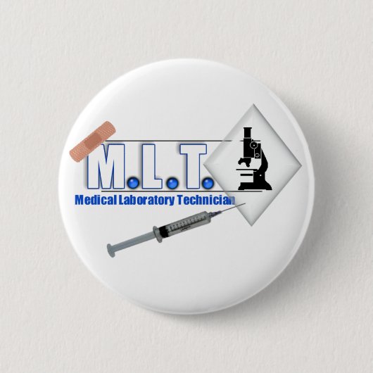 MLT LOGO mit MIKROSKOP - MEDIZINISCHES Button (Vorderseite)