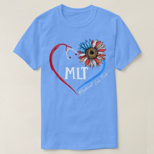 MLT Medical Labrador Tech USA Sunflower Stethoscop T-Shirt (Design vorne)