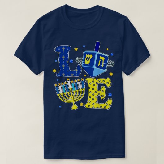 Mm7J Liebe Hanukkah Happy Hanukkah Menorah Jewish T-Shirt (Design vorne)