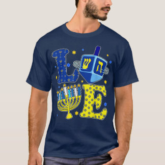 Mm7J Liebe Hanukkah Happy Hanukkah Menorah Jewish T-Shirt