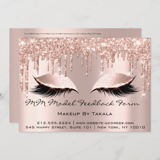MM Model Feedback Form Makeup Rose Lehrer Lux Einladung (Vorne/Hinten)