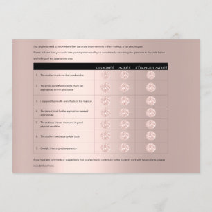 MM Model Feedback Form Makeup Rose Lehrer Lux Einladung