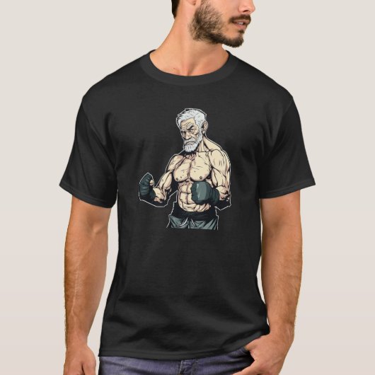 MMA Bearded Old Men Cage Fighter Free Fighting Fat T-Shirt (Vorderseite)