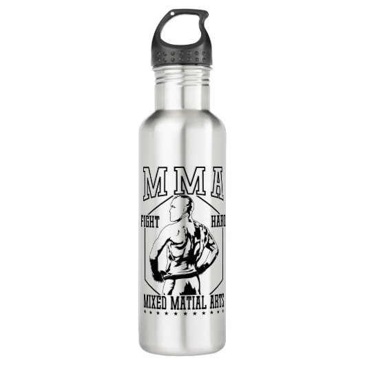MMA "Fight Hard" Kämpfer Edelstahlflasche (Vorderseite)