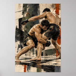 MMA Takedown Action Mixed Martial Arts Fight Wand Poster