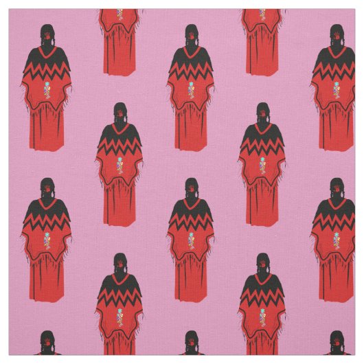 MMIW Kwe mit rotem Handmuster, rosa Stoff (Muster)