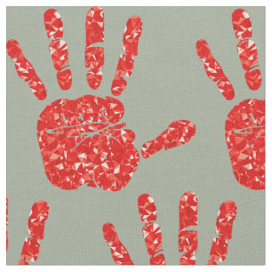 MMIW Red Hand Jewelen Muster Gray Green Stoff