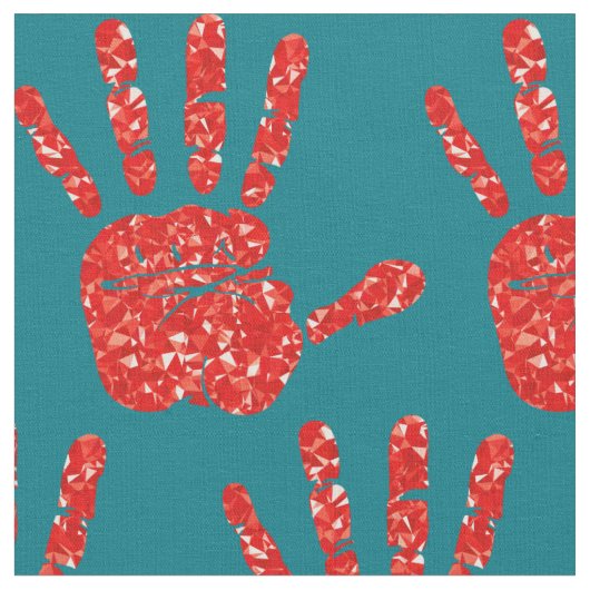 MMIW Red Hand Jewelise Muster Türkis Stoff (Nahaufnahme)