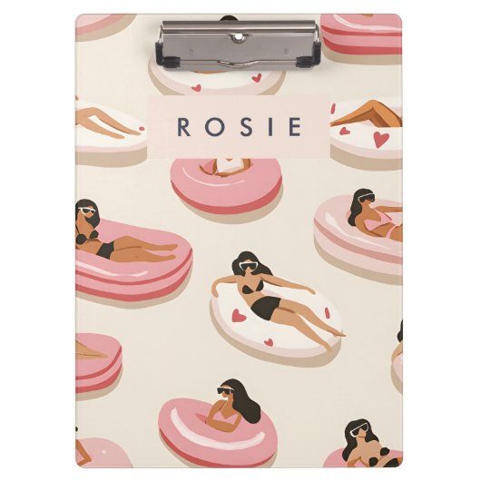 MMongram Personalisiert Summer Pool Float Muster Klemmbrett (Vorderseite)