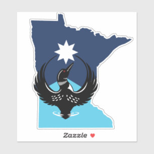 MN Loon Rising - MN Staatsflagge Aufkleber