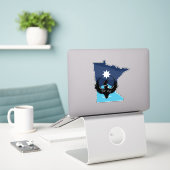 MN Loon Rising - MN Staatsflagge Aufkleber (Laptop auf Schreibtisch)
