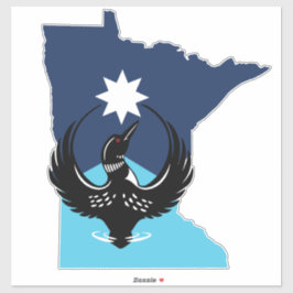 MN Loon Rising - MN Staatsflagge Aufkleber