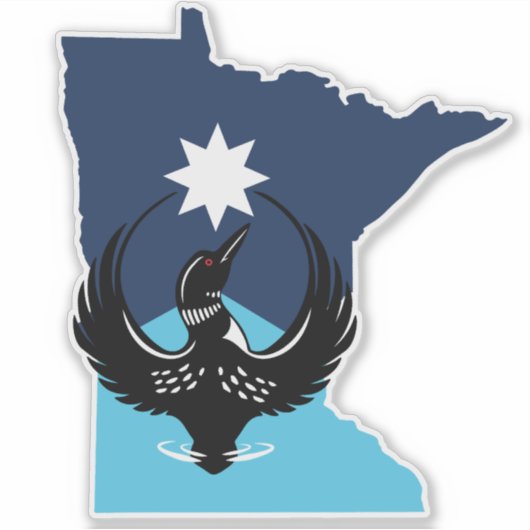 MN Loon Rising - MN State flag Aufkleber (Vorderseite)