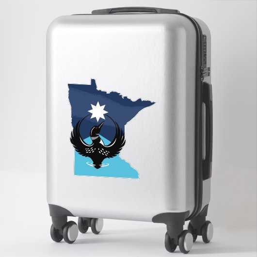 MN Loon Rising - MN State flag Aufkleber (Koffer)