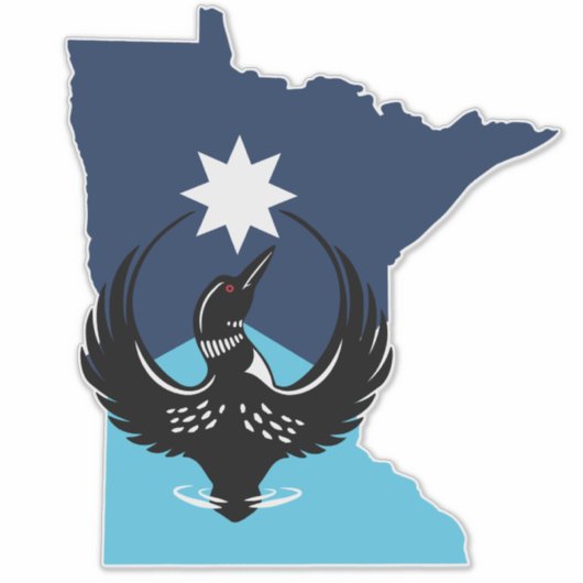 MN Loon Rising - MN State flag Aufkleber (Vorderseite)