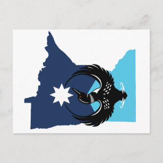 MN Loon Rising - MN State flag Feiertagspostkarte