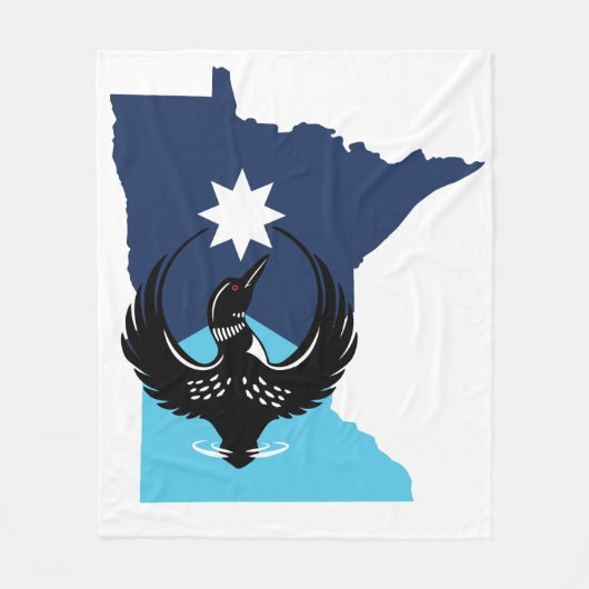 MN Loon Rising - MN State flag Fleecedecke (Vorderseite)