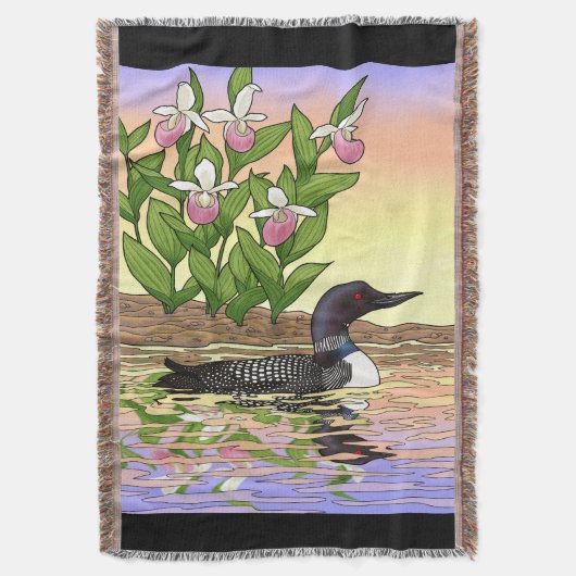 MN Staat Bird Blume Loon Lady Slipper Decke (Vorderseite Vertikal)