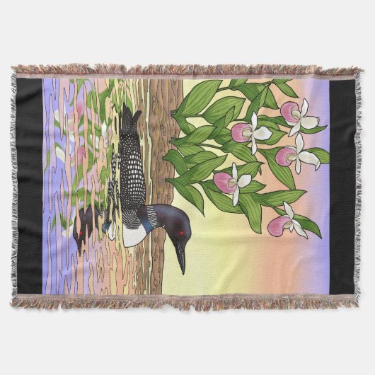 MN Staat Bird Blume Loon Lady Slipper Decke (Vorderseite)