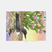 MN Staat Bird Blume Loon Lady Slipper Fleecedecke (Vorderseite (Horizontal))
